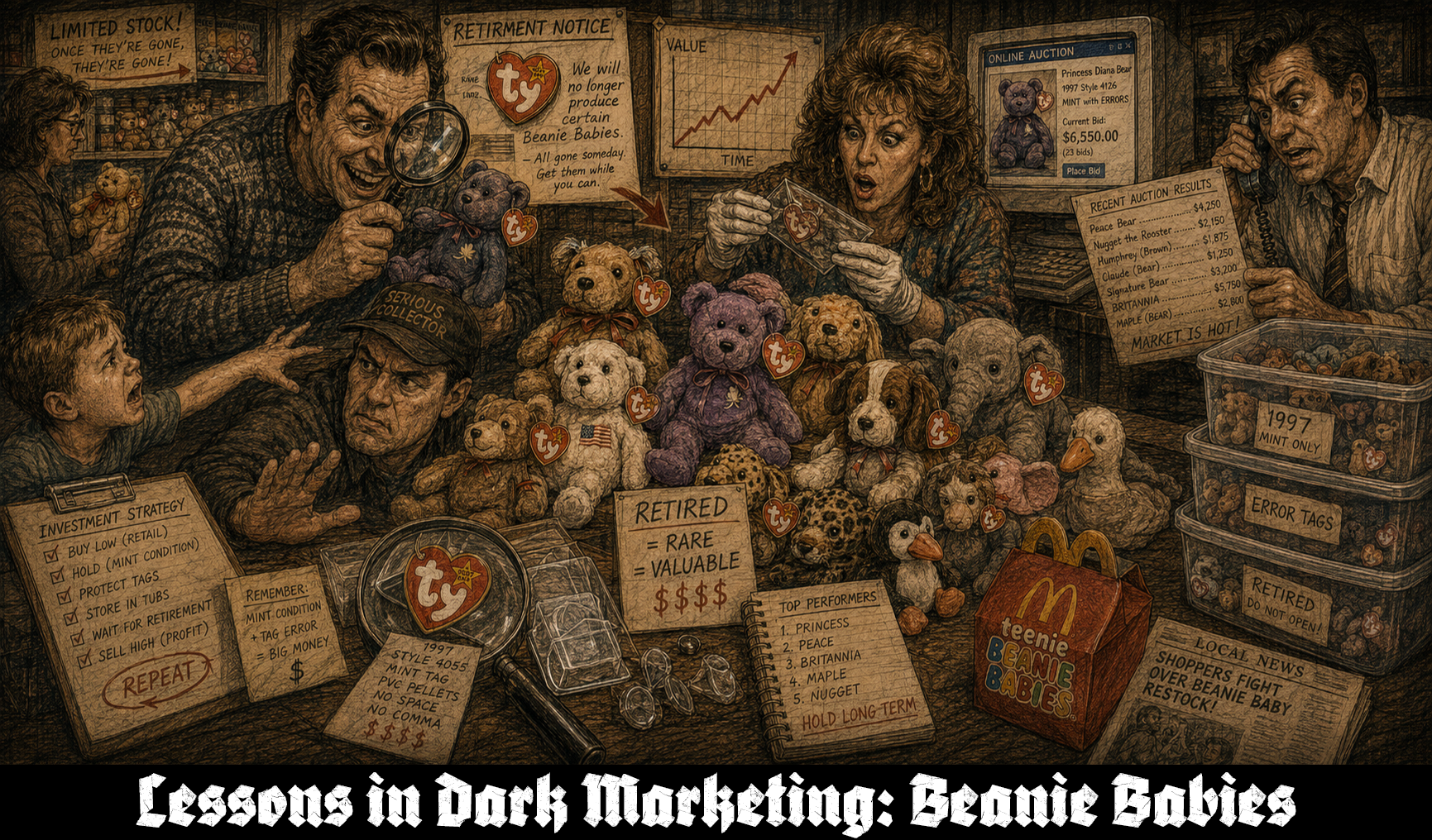 Beanie Babies: A Dark Marketing Case Study in Manufactured Scarcity, Plush Speculation, and the Retirement Notice That Turned Toys Into Assets