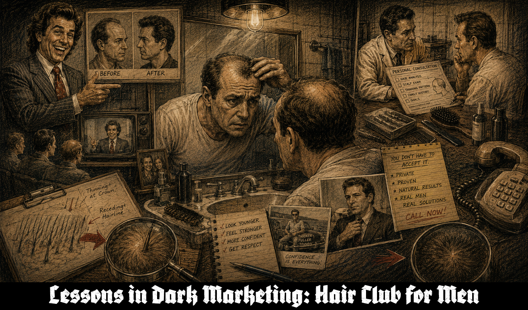 Hair Club for Men: A Dark Marketing Case Study in Male Shame, Scalp Panic, and the Testimonial That Made Baldness a Sales Emergency