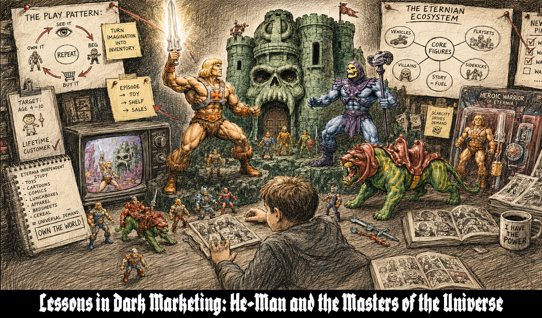 He-Man and the Masters of the Universe: A Dark Marketing Case Study in Plastic Mythology, Cartoon Commerce, and the Eternian Inventory Machine