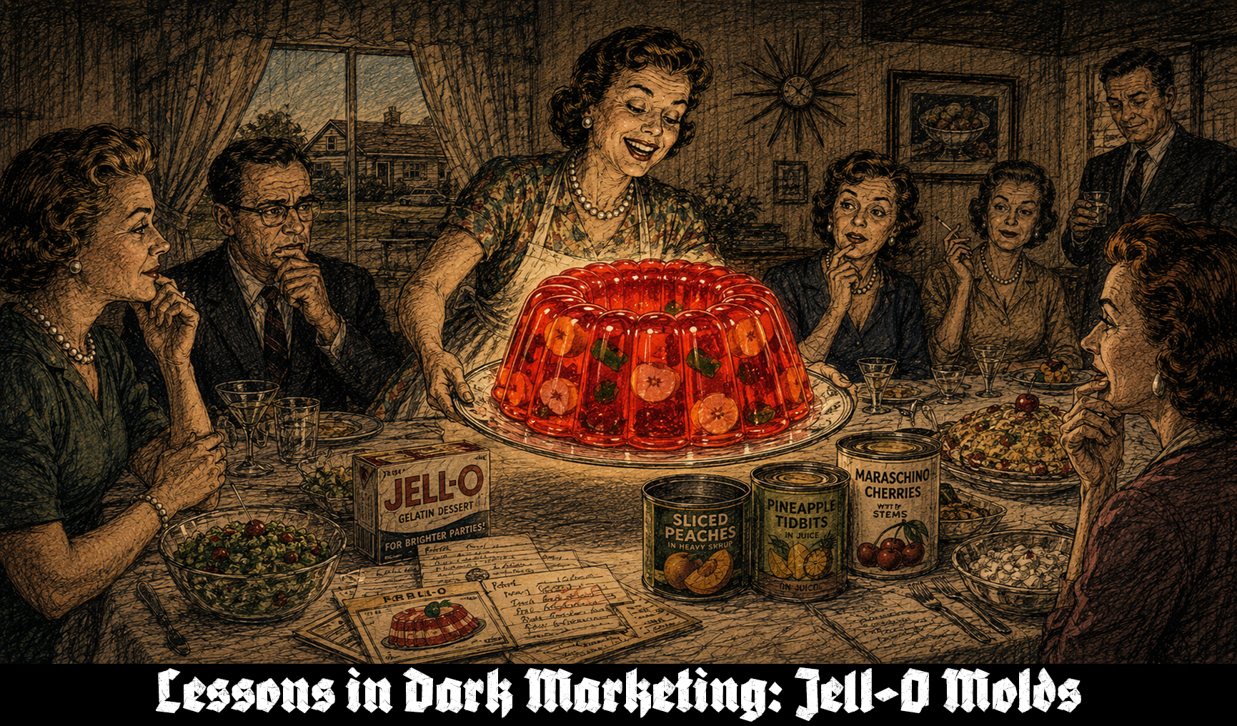 Jell-O Molds: A Dark Marketing Case Study in Suburban Food Spectacle, Artificial Color, and Gelatin-Based Approval