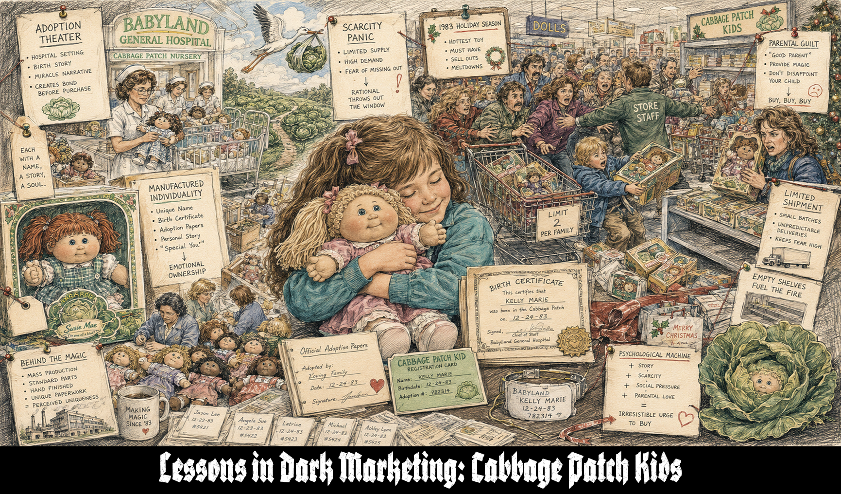 Cabbage Patch Kids: A Dark Marketing Case Study in Adoption Theater, Holiday Hysteria, and Mass-Produced Individuality